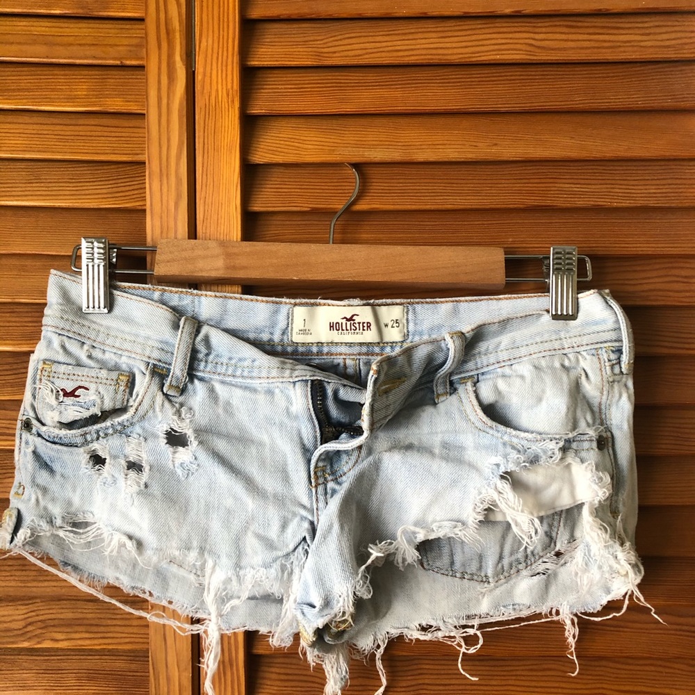 Distressed jean shorts